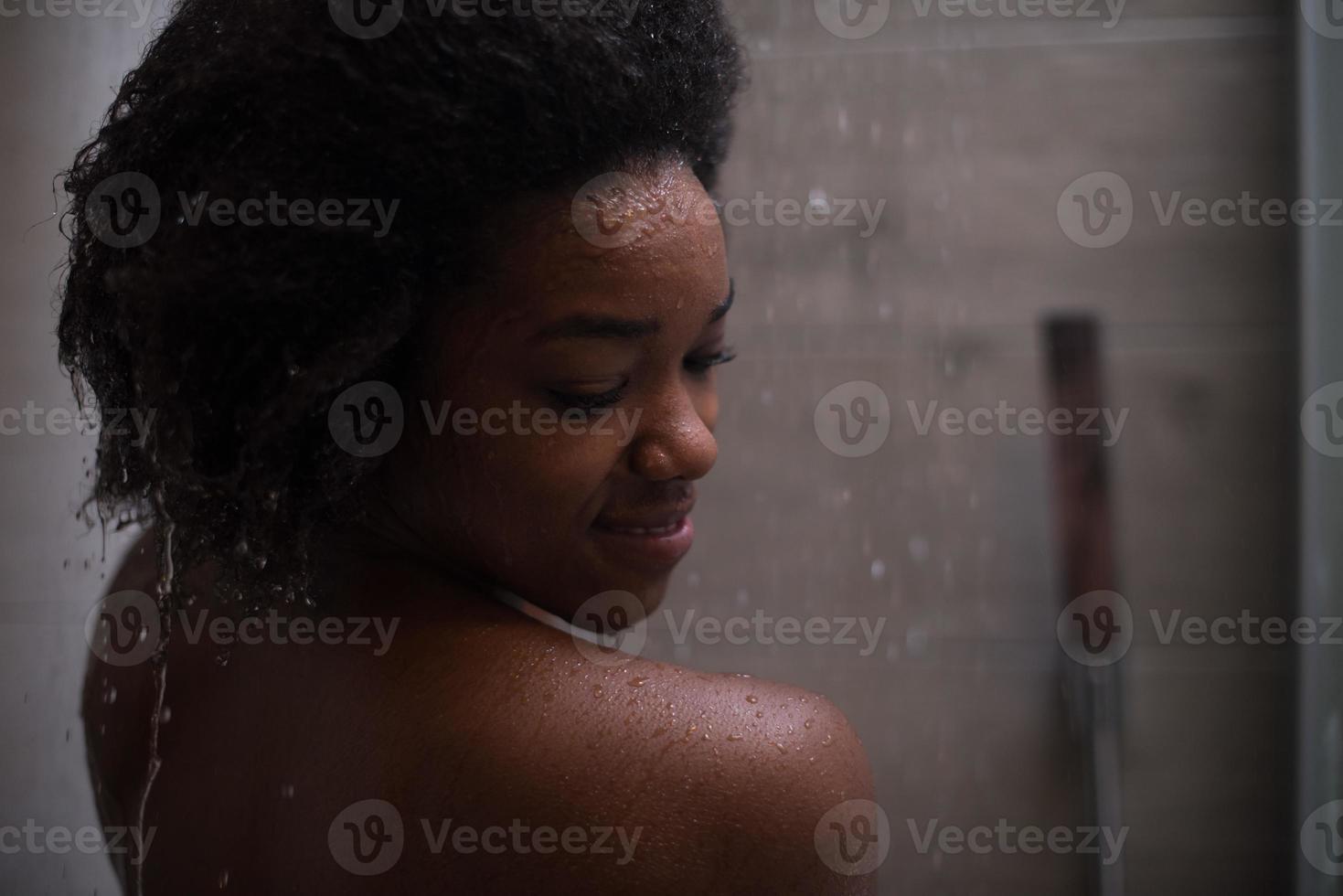 African American woman in the shower photo