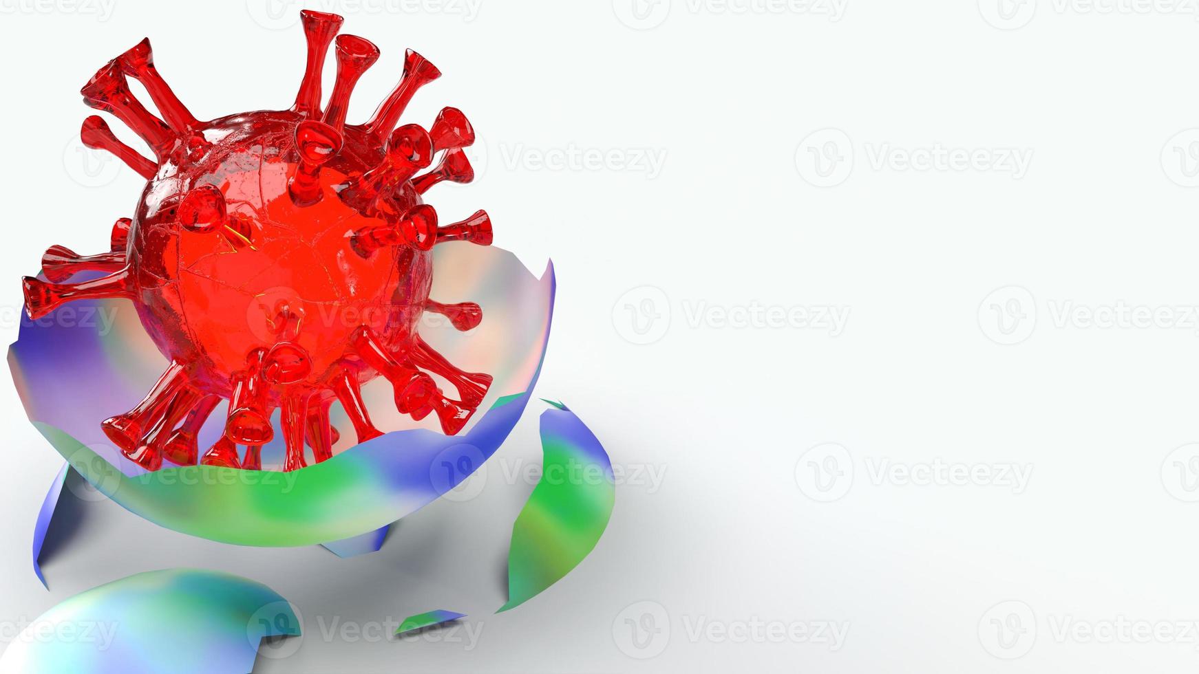 virus in world crack 3d rendering for medical content. photo