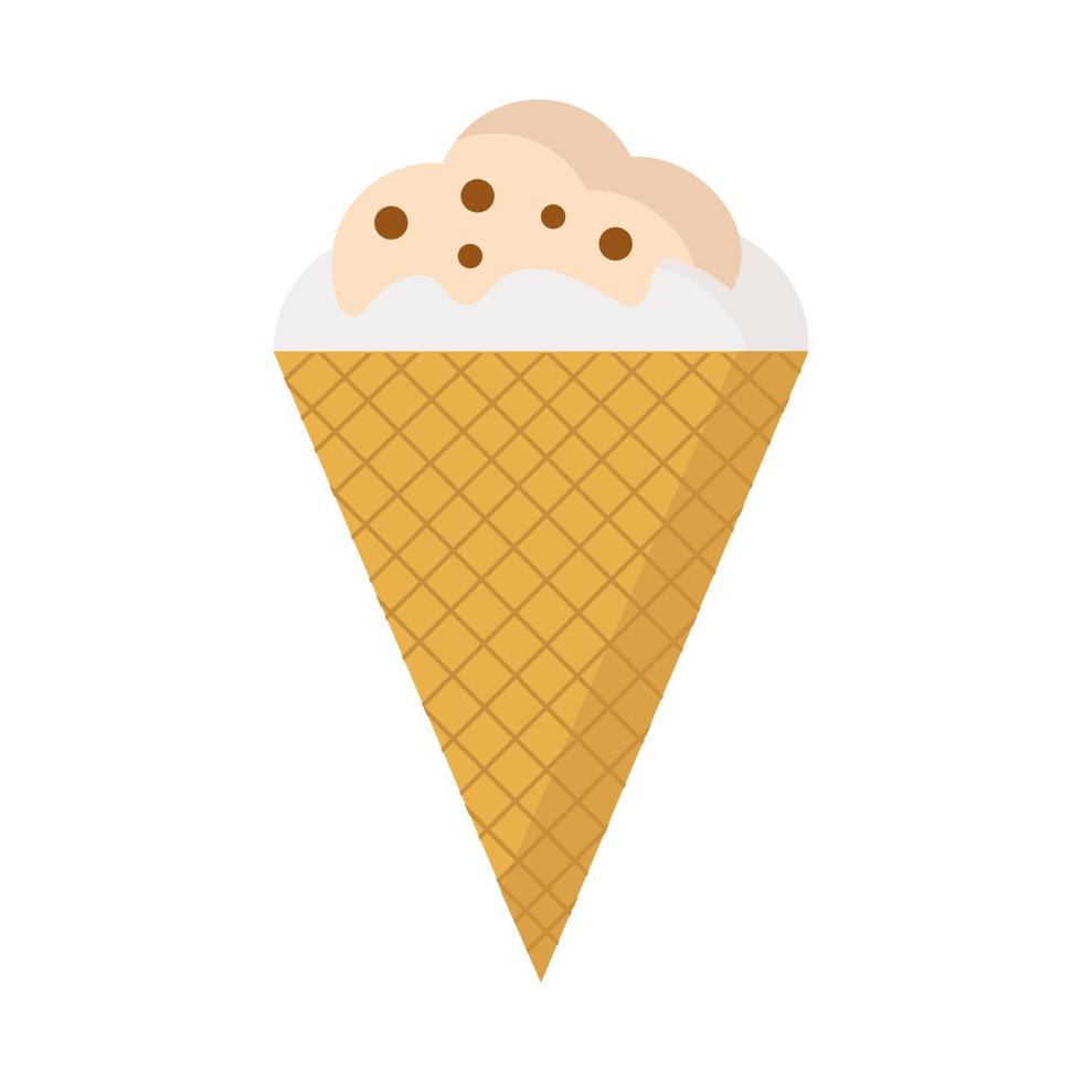 Vanilla ice cream with chocolate sprinkles in the flat style on a white background. Vector isolated image for use in clipart