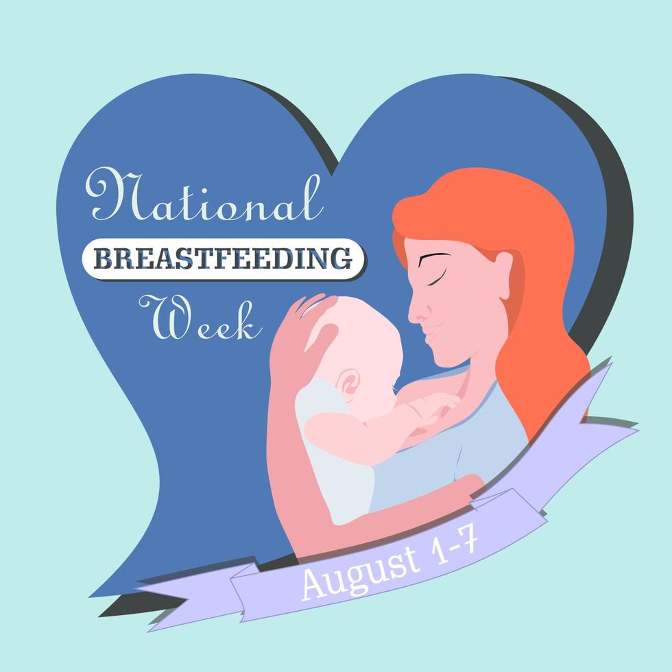 Young european woman breastfeeding her newborn baby holding and nursing him in hands. Lactation concept. Breast feeding week or month clip art. Child drinks milk from the female breast. vector