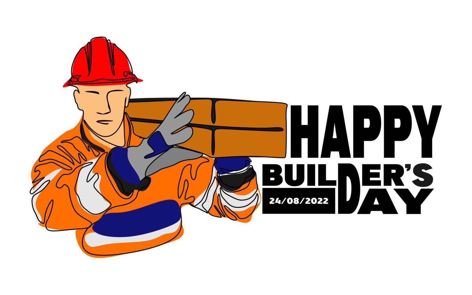 Builders day, engineers day, crane operators day, architects day, labor day concept vector illustration