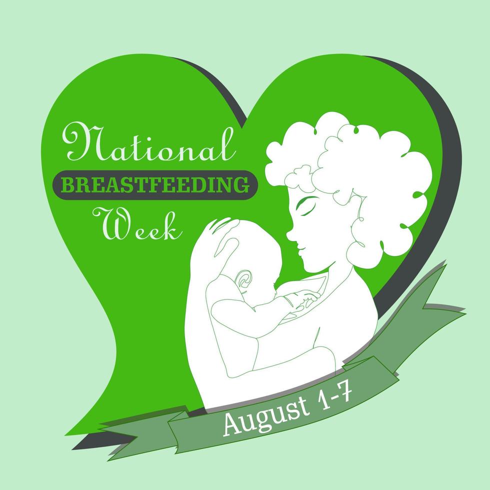 Young african american woman breastfeeding her newborn baby holding and nursing him in hands. Lactation concept. Breast feeding week or month clip art. Child drinks milk from the female breast. vector