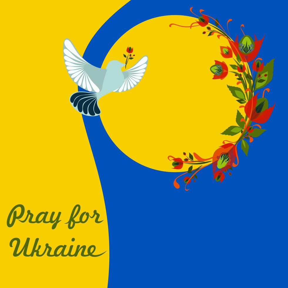 National Ukrainian flag. Concept symbol of help support and no war in the country of Ukraine. Vector isolated illustration.