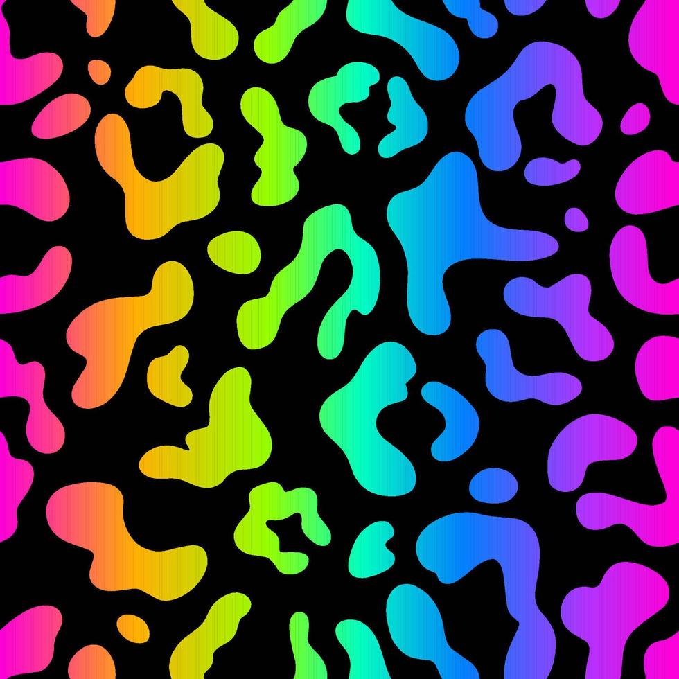 Rainbow leopard seamless pattern. Black background vector