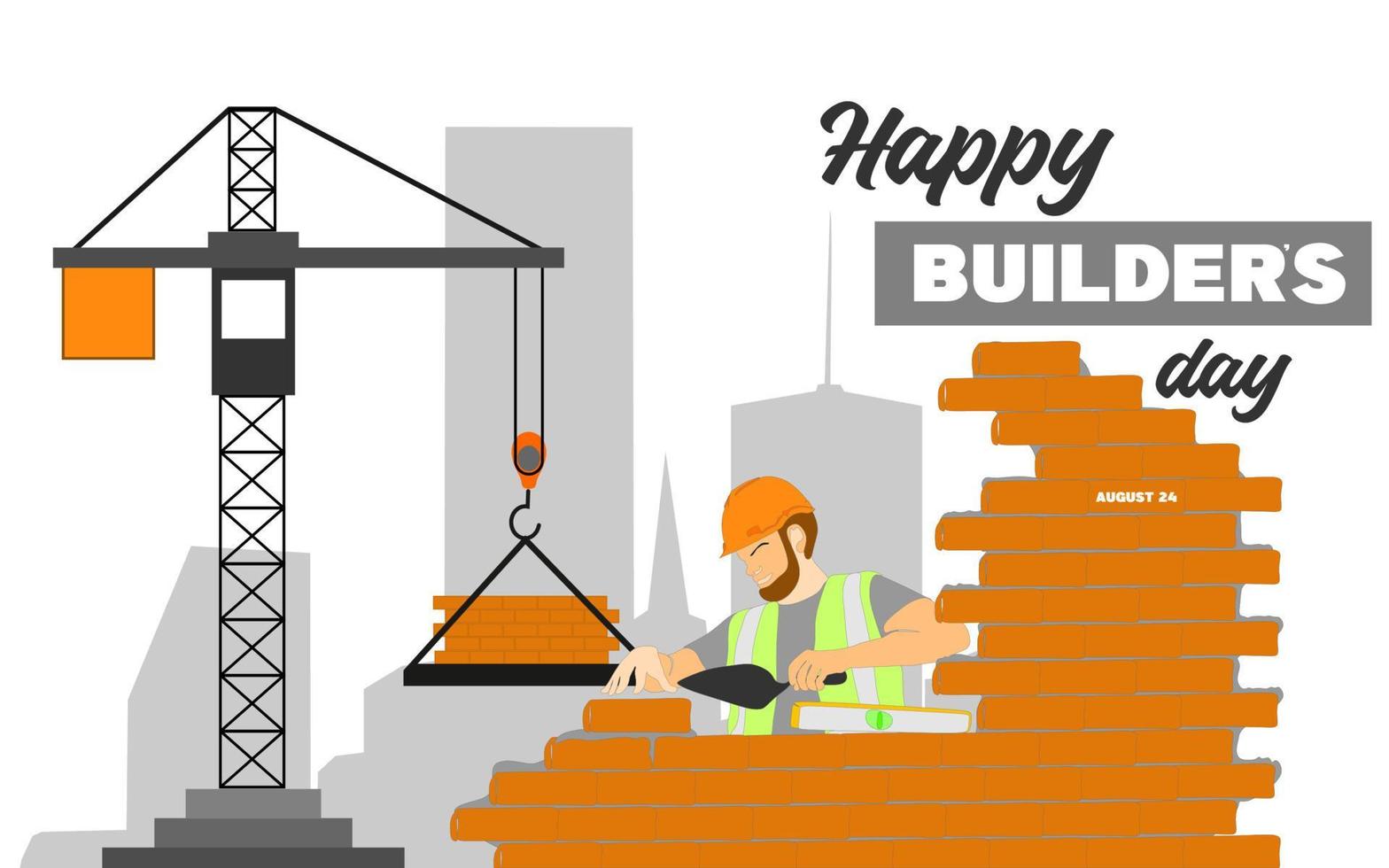 Builders day, engineers day, crane operators day, architects day, labor day concept vector illustration