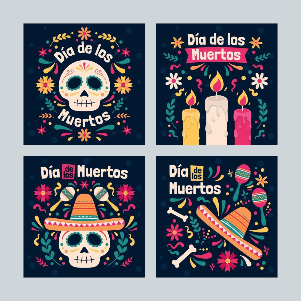 Dia de Muertos Social Media Post Template vector