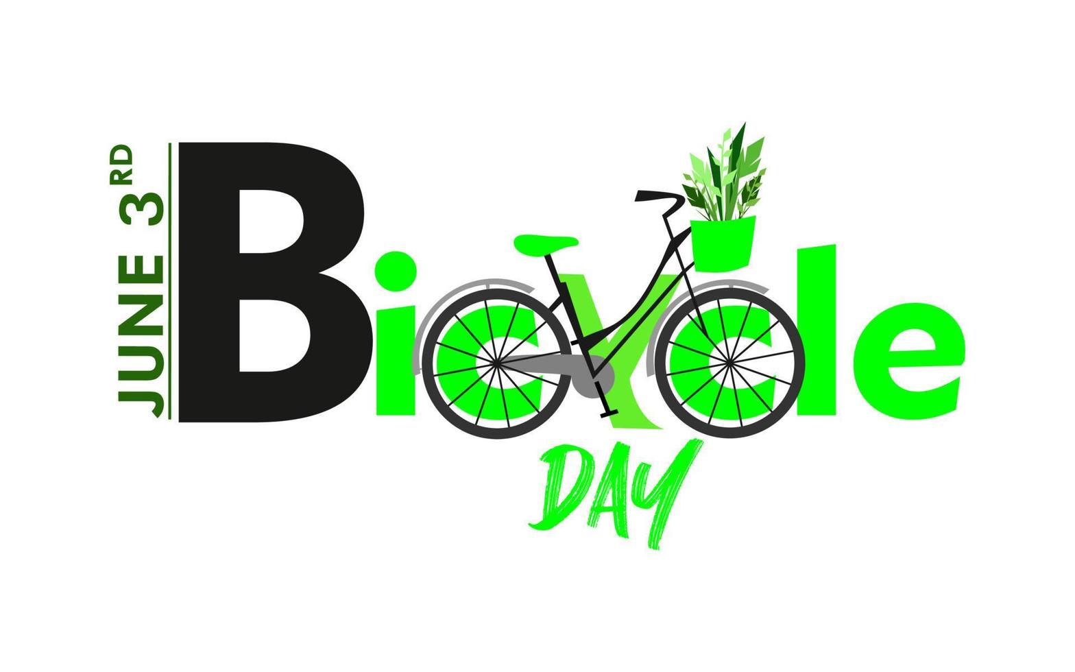 Diseño de plantilla del día mundial de la bicicleta del 3 de junio para banner, tarjetas de felicitación, logotipo, mnemotécnico, símbolo, icono, etiqueta, banner o ilustración vectorial de diseño de afiches vector