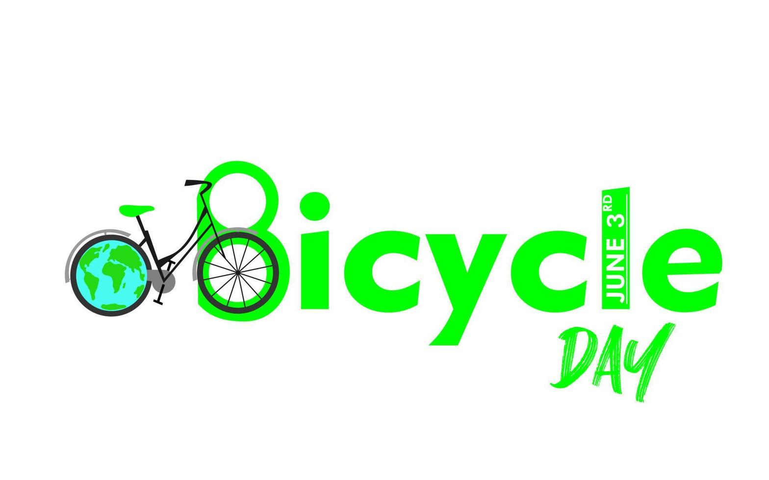 Diseño de plantilla del día mundial de la bicicleta del 3 de junio para banner, tarjetas de felicitación, logotipo, mnemotécnico, símbolo, icono, etiqueta, banner o ilustración vectorial de diseño de afiches vector