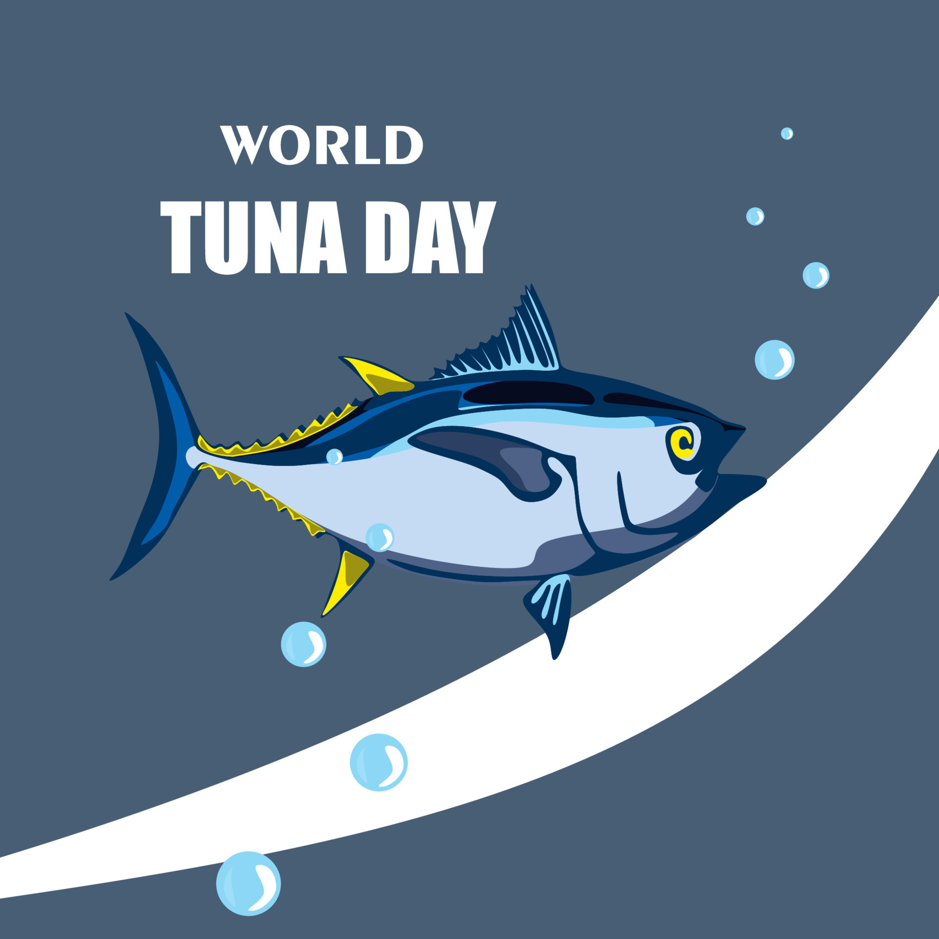 World Tuna Day Illustration. Vector isolated tuna fish stylized clipart