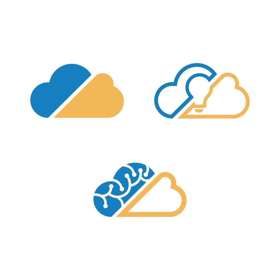 diseño de conjunto de logotipo de icono de computación en nube vectorial vector