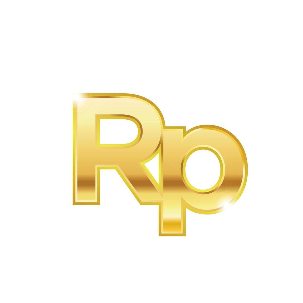 Golden Rupiah symbol isolated web vector icon. Rupiah trendy 3d style vector icon