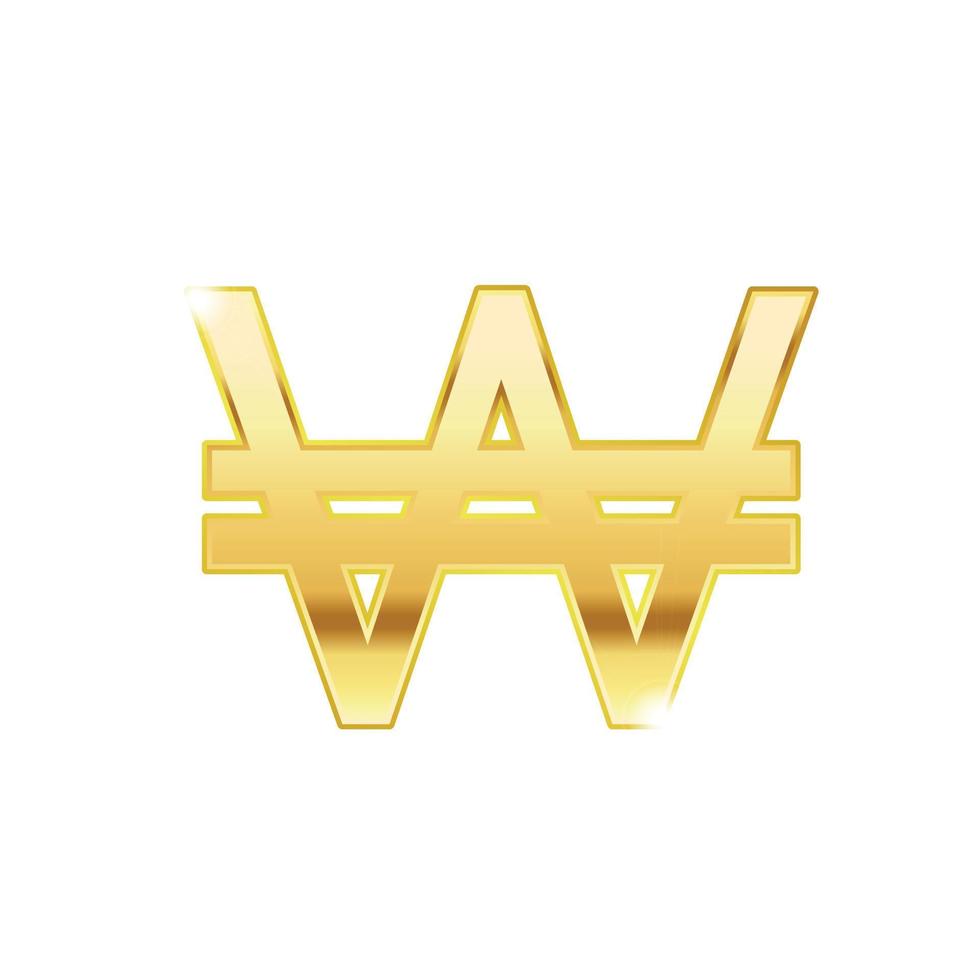 Golden Won symbol isolated web vector icon. Won trendy 3d style vector icon