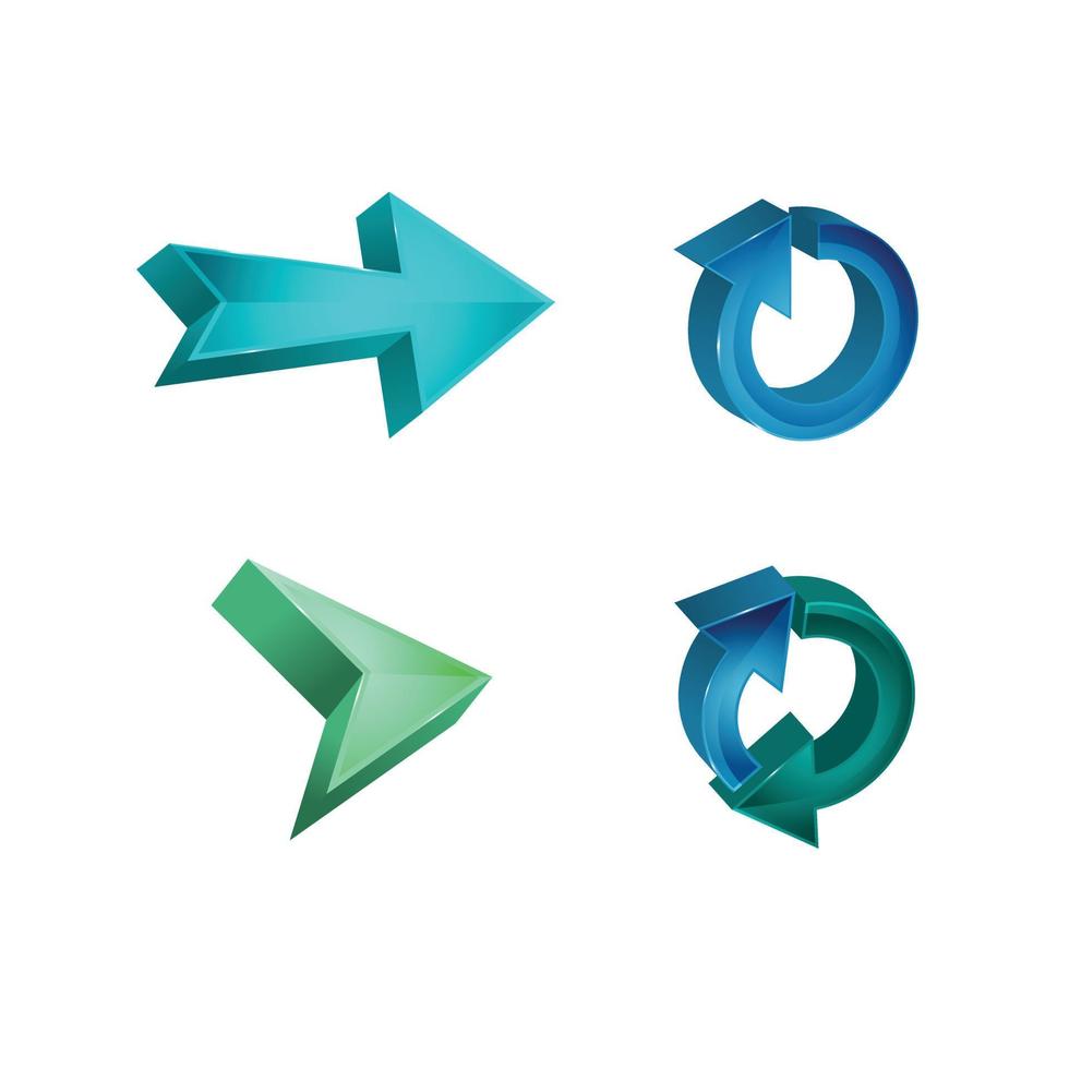 3D set collection arrows colors vector illustration. shiny 3D arrow icon vector