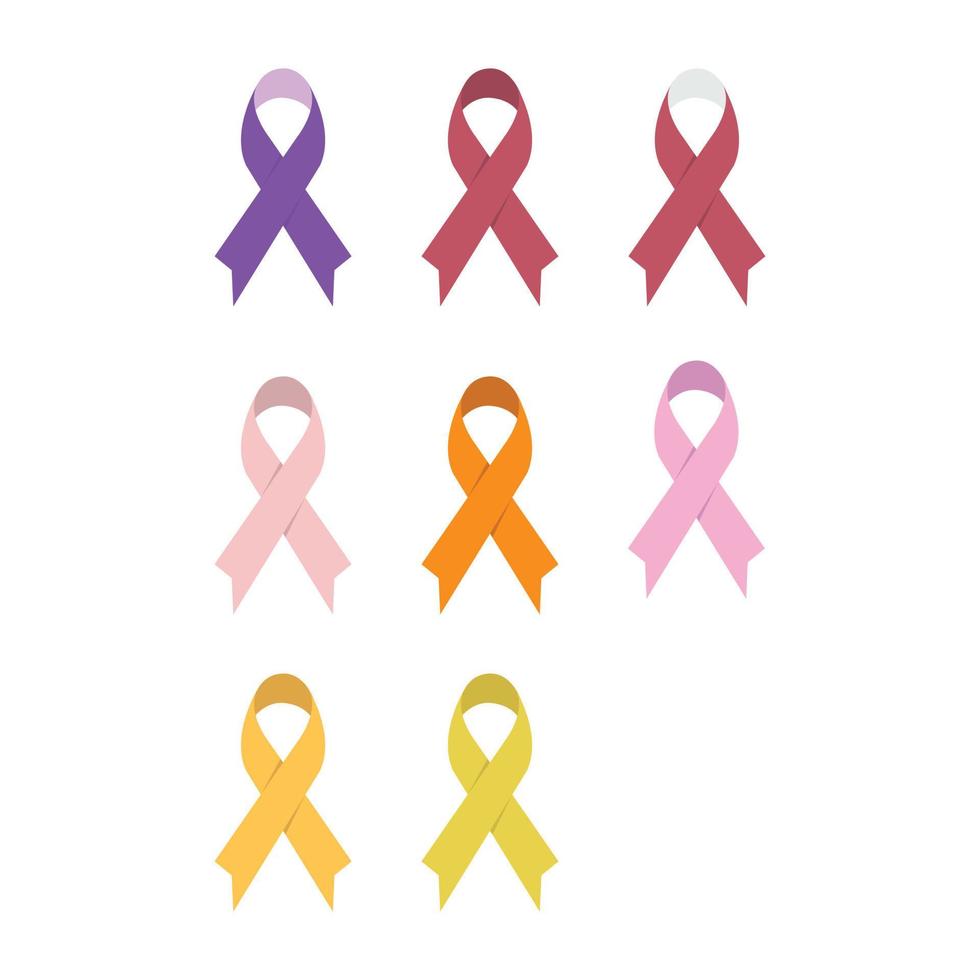 Awareness ribbons symbolizing support of various social causes and research for finding cures for cancers and disease vector