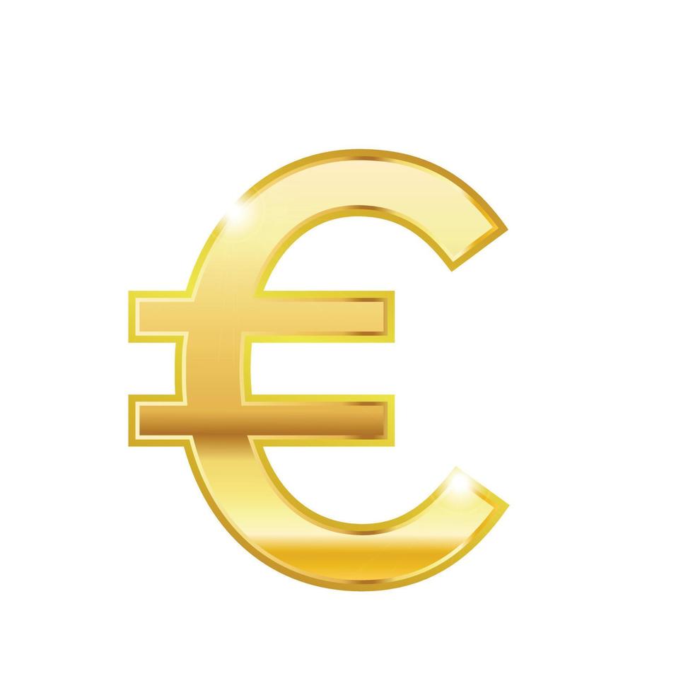 Golden euro symbol isolated web vector icon. Euro trendy 3d style vector icon. Golden euro currency sign.