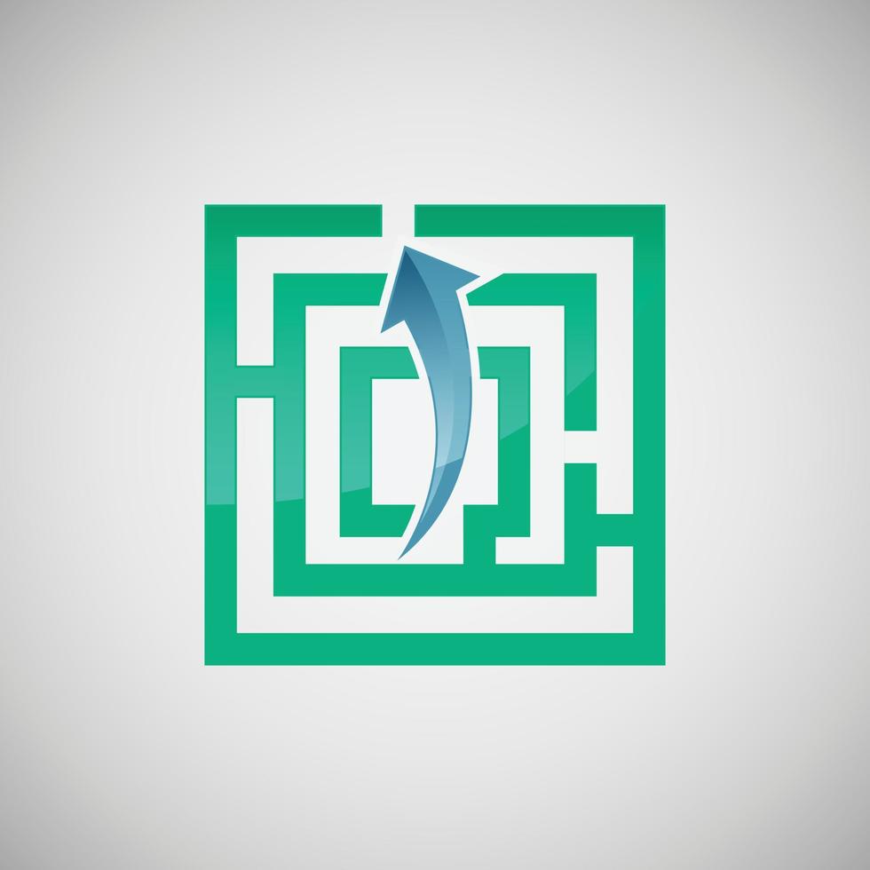 Labyrinth and arrow vector icon design, application and graphic design