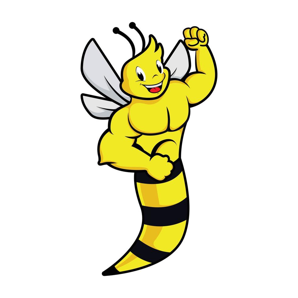 icono de abeja. miel de abeja icono de insecto aislado. diseño de vector de icono de abeja de músculo fuerte divertido