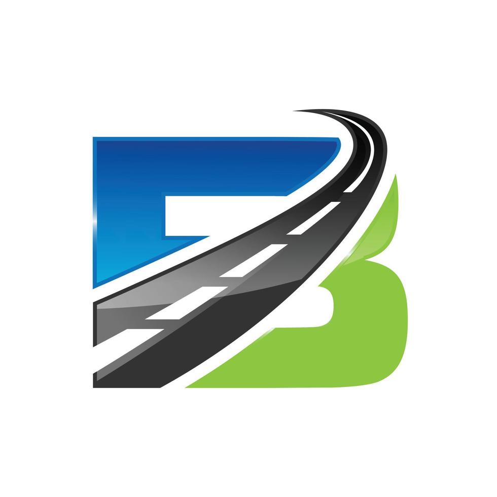B letter road construction creative symbol layout. Paving logo design concept. Asphalt repair company sign idea. vector