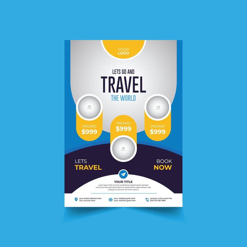 Travel tour business flyer design and brochure cover page template for travel agenc vector