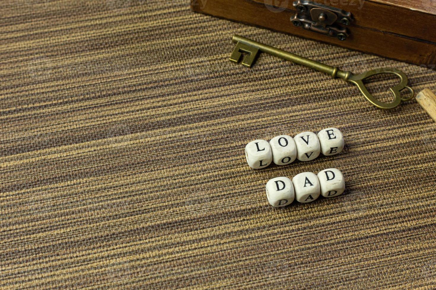 wooden text  for father day content close up image. photo