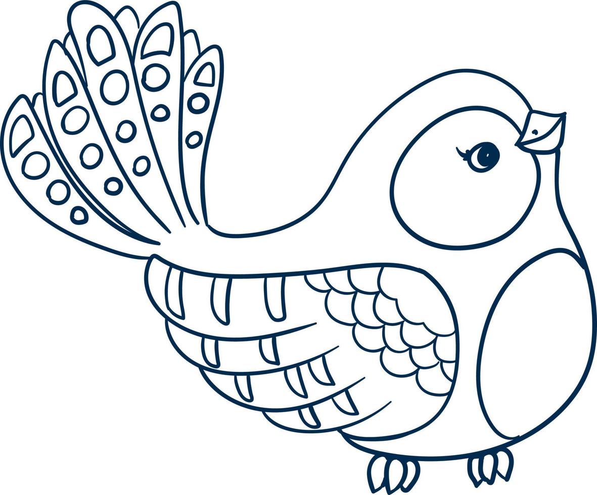Little  bird in cartoon style, hand drawing, Sketch  doodle monochrome vector illustration