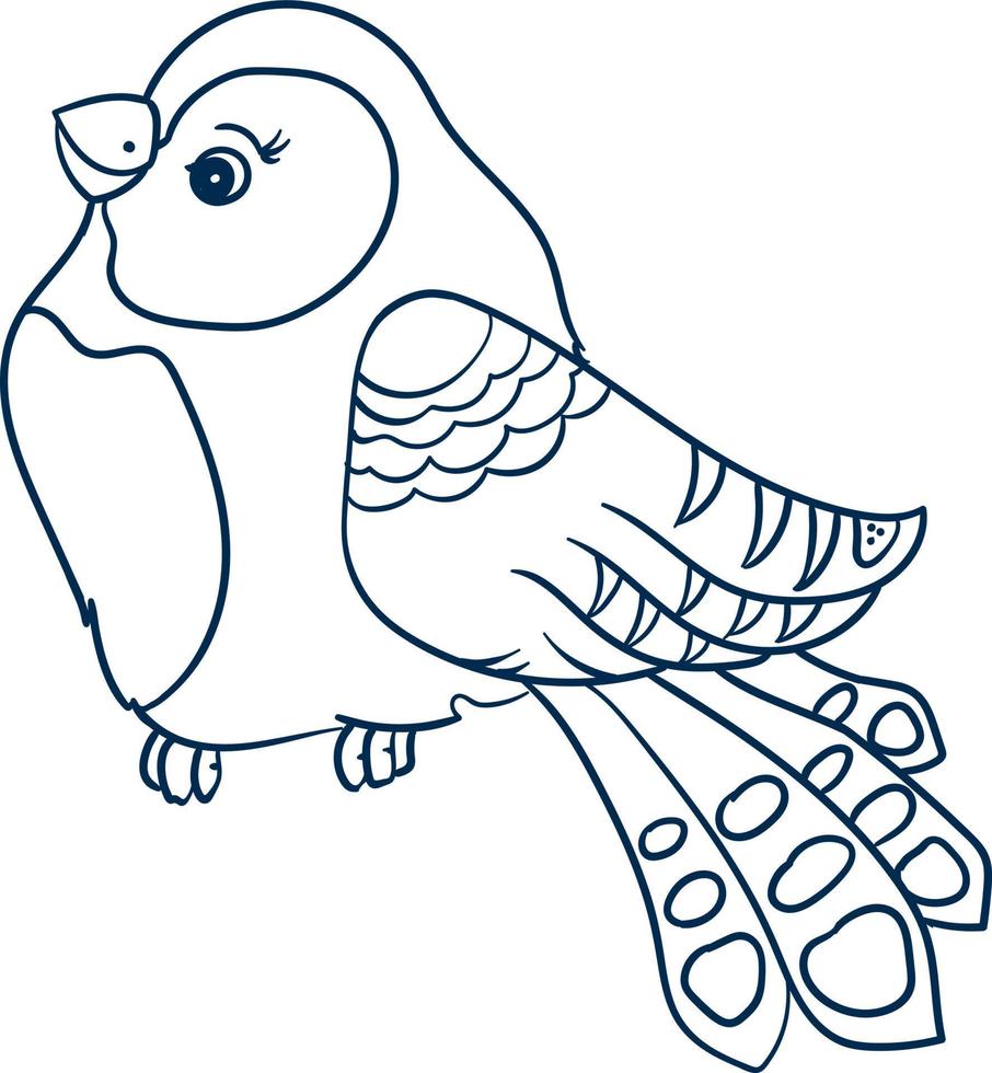 Little  bird in cartoon style, hand drawing, Sketch  doodle monochrome vector illustration