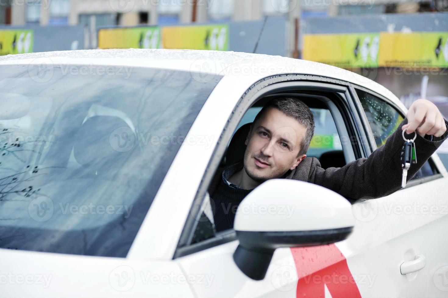 man using car navigation photo