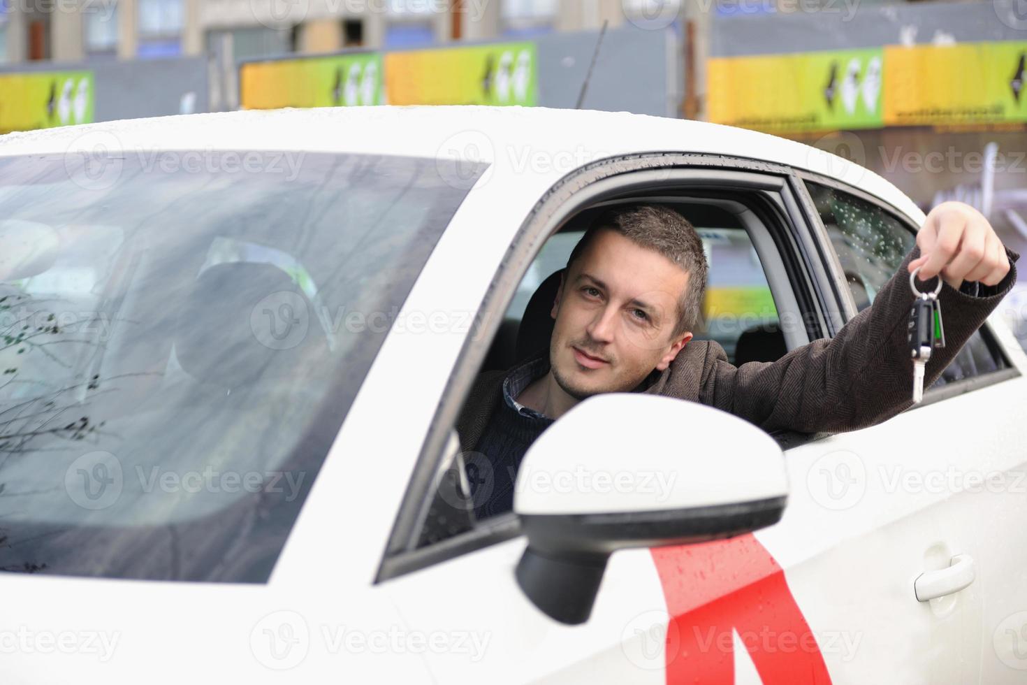 man using car navigation photo