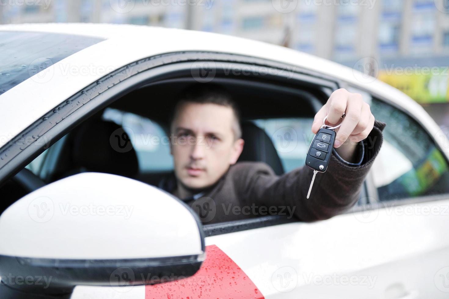 man using car navigation photo