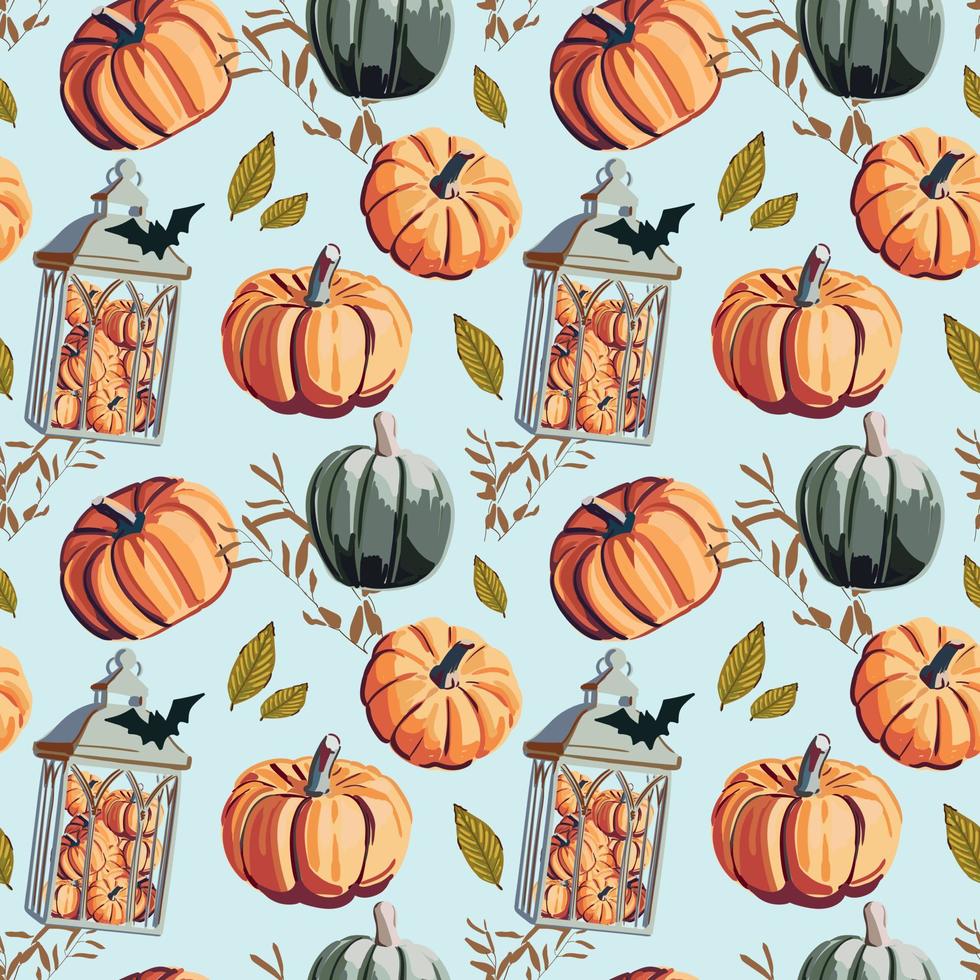 fondo con calabazas y decoración de otoño. vector