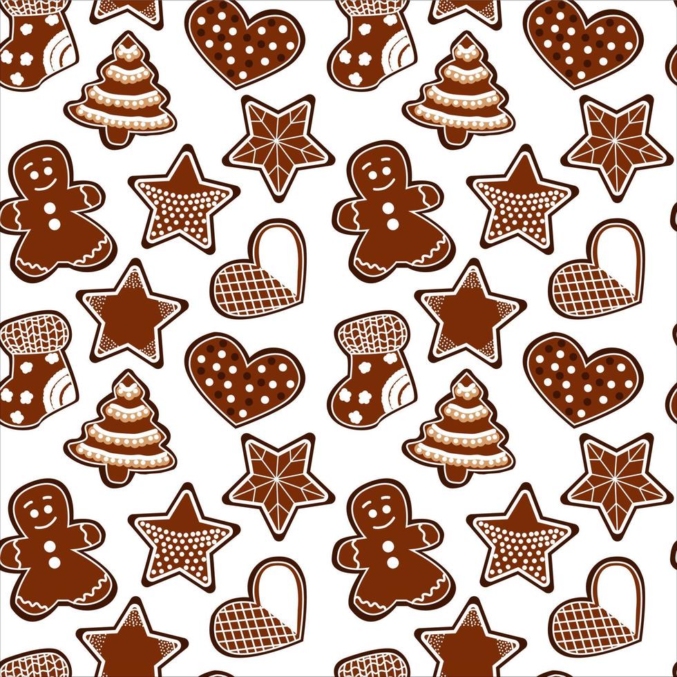 Christmas pattern with cookies. Seamless texture. Vector. vector