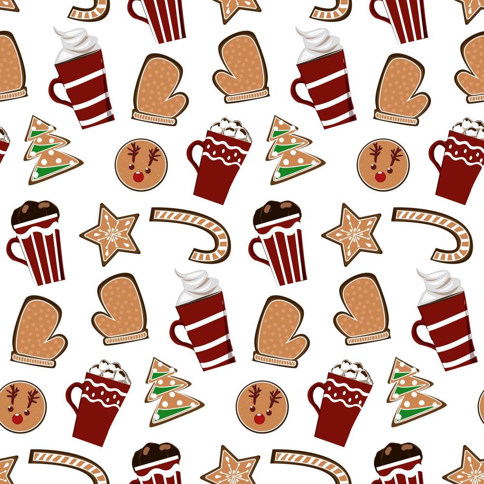 Christmas pattern with cookies. Seamless texture. Vector. vector