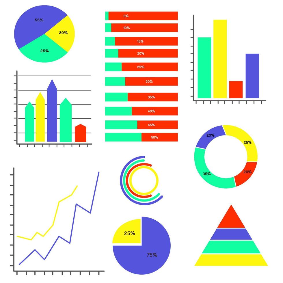 diagrama y gráficos de datos de análisis financiero vector