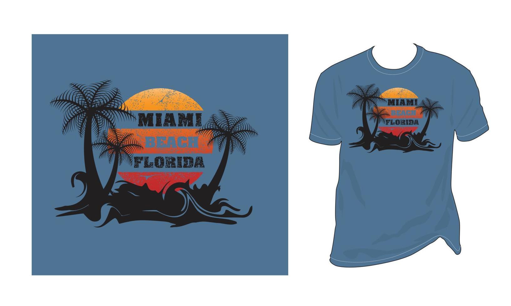 Miami Beach Florida Vector Vintage T- Shirt Design