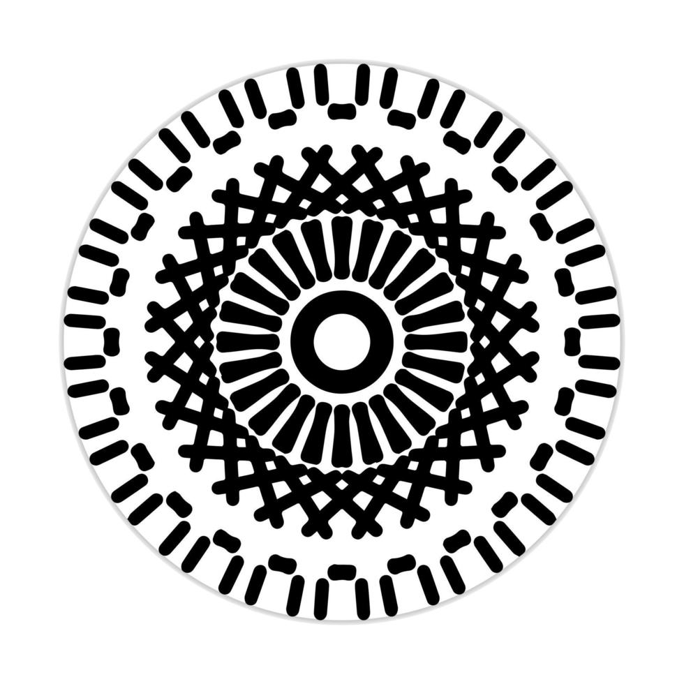 diseño de mandala con forma abstracta. vectorial en blanco y negro. concepto de motivo de adorno y decoración. plantilla para papel tapiz, patrones, alfombras, textiles y sin costuras vector