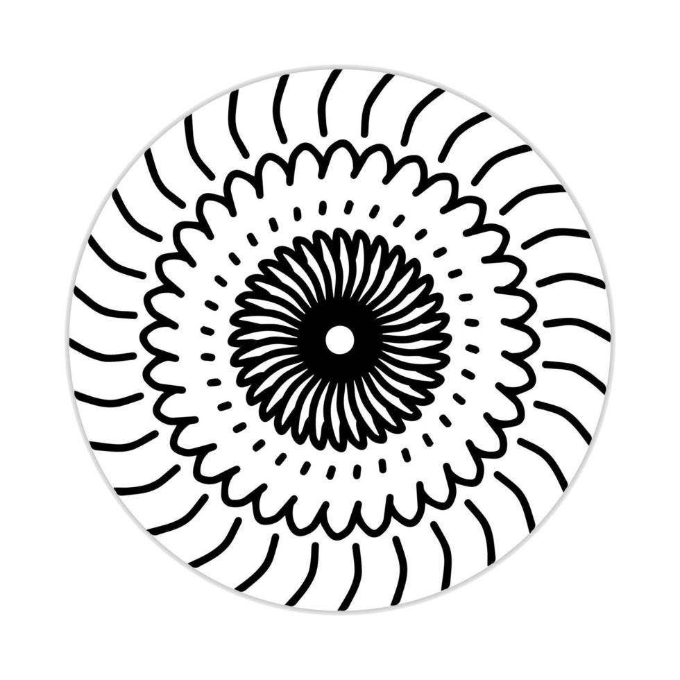 mandala design with abstract shape. black and white vector. ornament and decoration motif concept. template for wallpaper, patterns, carpet, textile and seamless vector
