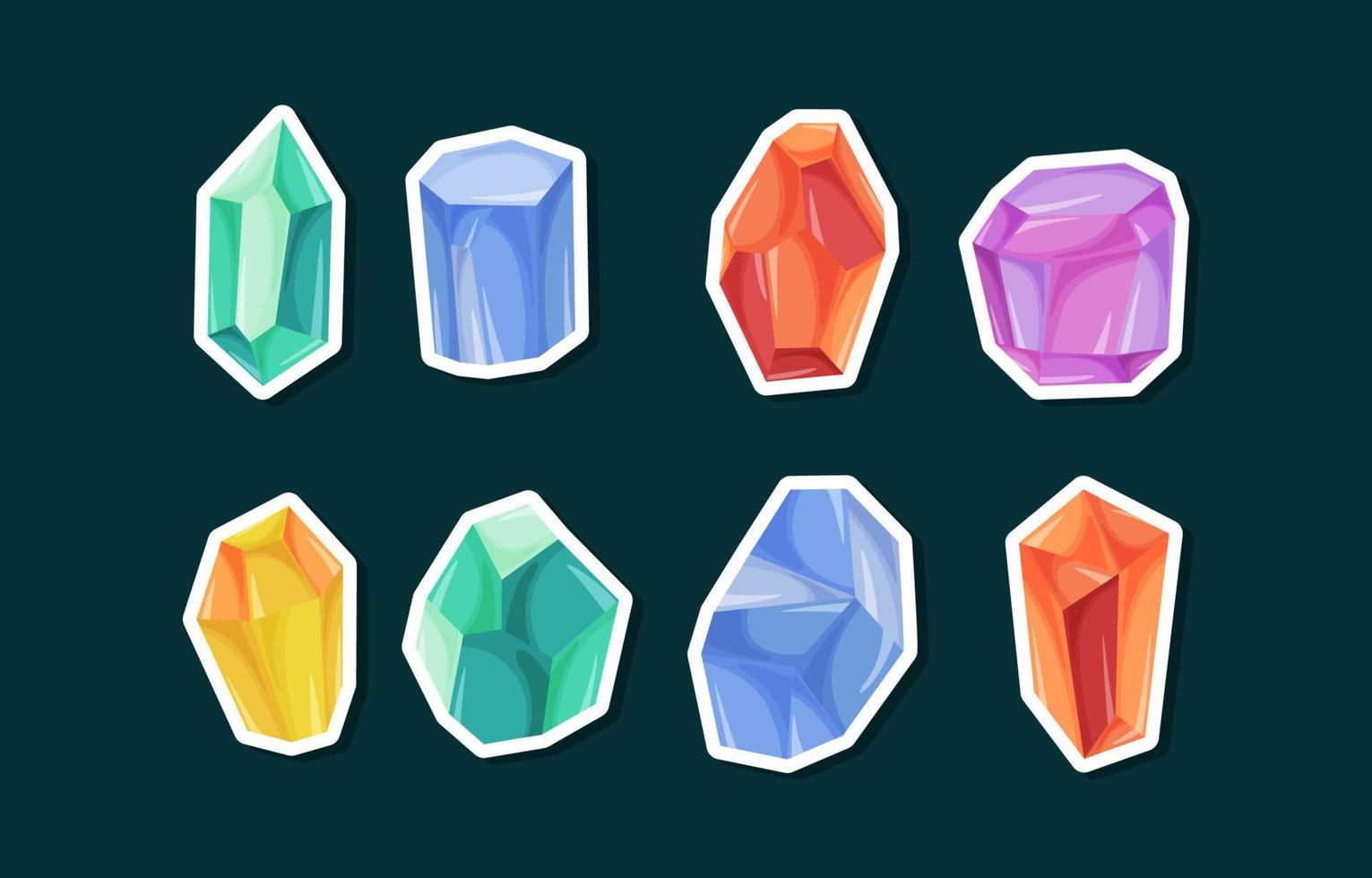 Colorful Shiny Gems And Crystals Sticker vector