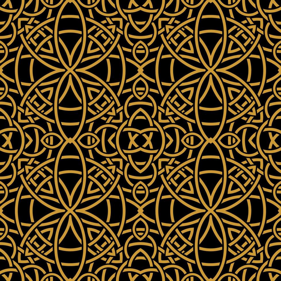 Black Gold Celtic Knots Seamless Pattern Background vector