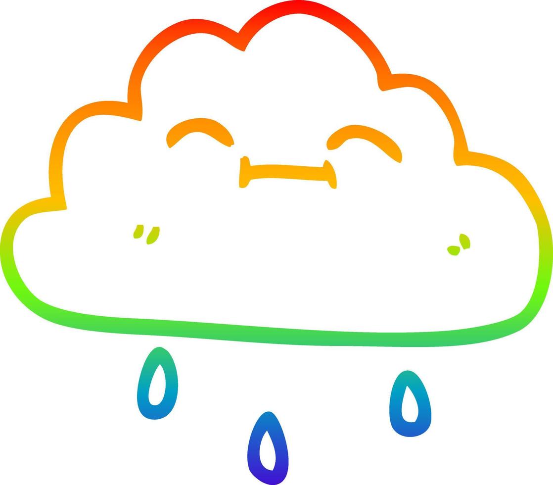 rainbow gradient line drawing cartoon happy rain cloud vector