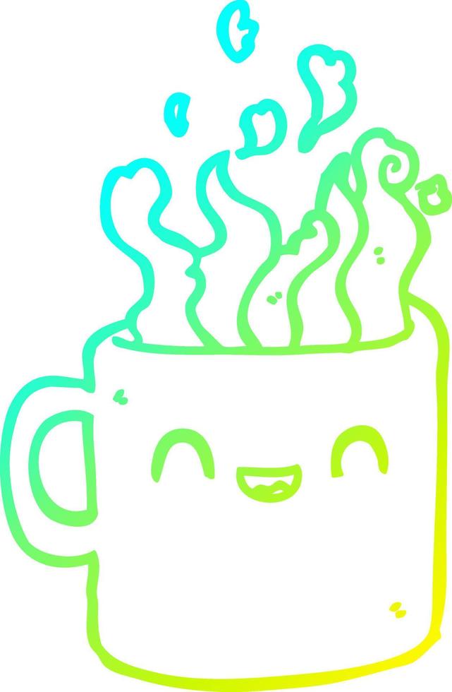 cold gradient line drawing cartoon hot cup of coffee vector