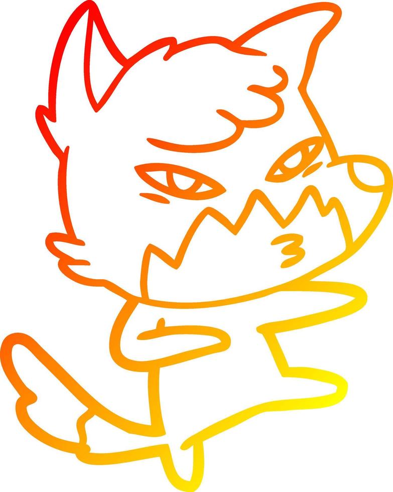 warm gradient line drawing clever cartoon fox vector