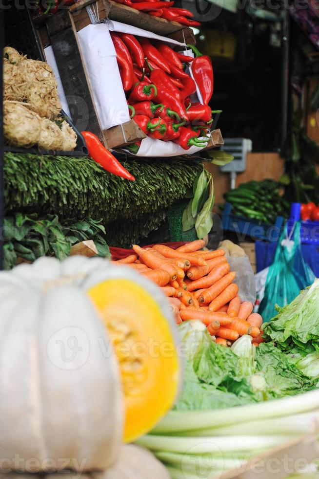 fresh fruits and vegetables at market photo