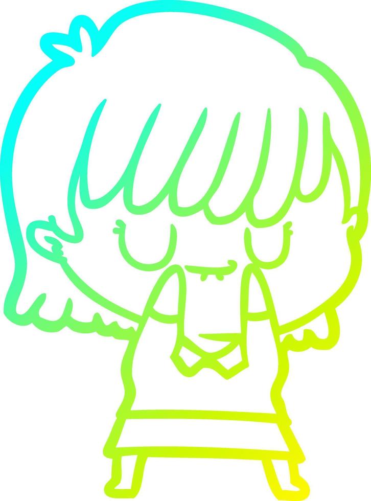 cold gradient line drawing cartoon woman vector