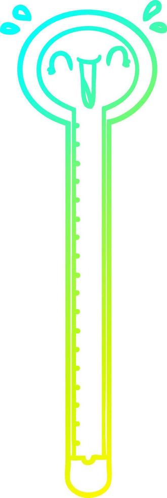 termómetro de dibujos animados de dibujo de línea de gradiente frío riendo vector