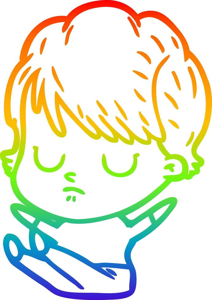 mujer de dibujos animados de dibujo de línea de gradiente de arco iris vector