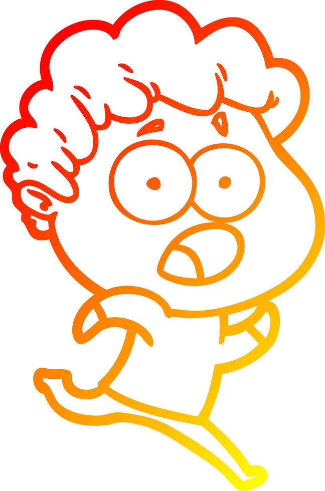 warm gradient line drawing cartoon man gasping in surprise vector