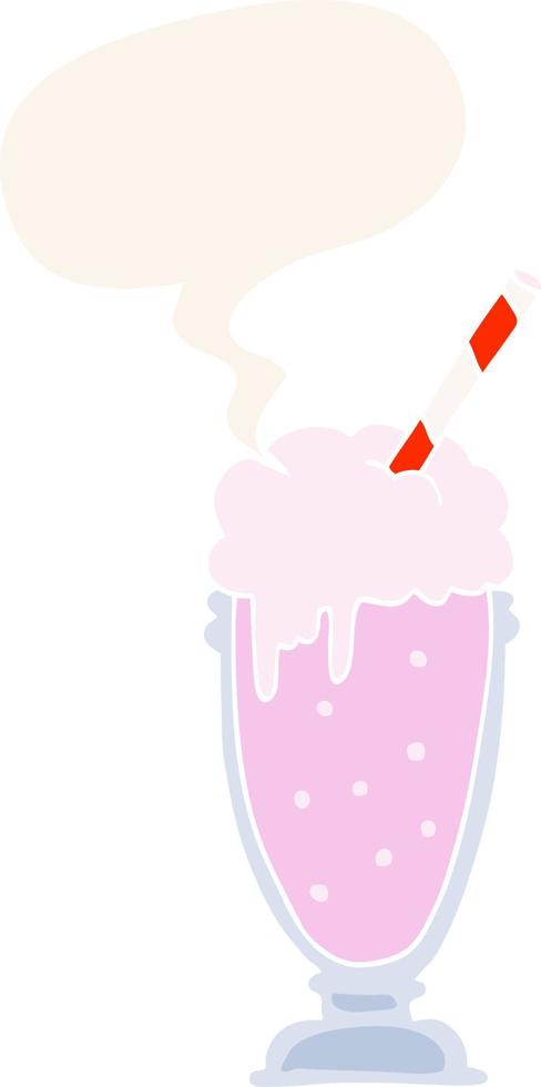 cartoon milkshake and speech bubble in retro style vector