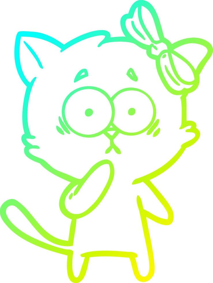 cold gradient line drawing cartoon cat vector