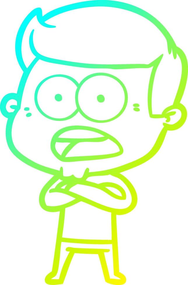 cold gradient line drawing cartoon shocked man vector