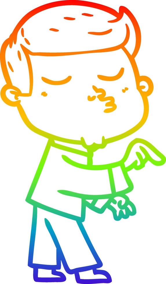 rainbow gradient line drawing cartoon model guy pouting vector